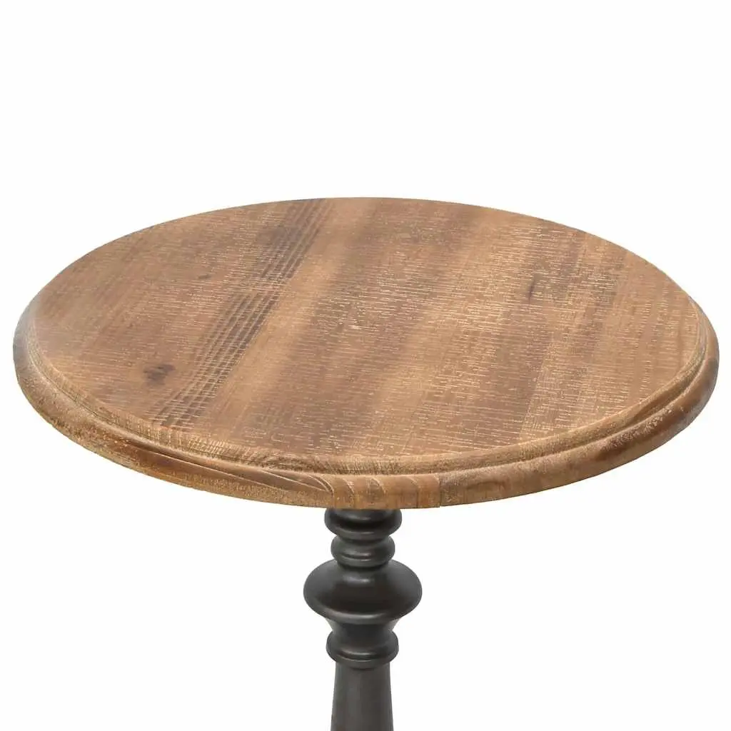 Accent End Table Made of Solid Fir Wood with Steel Base