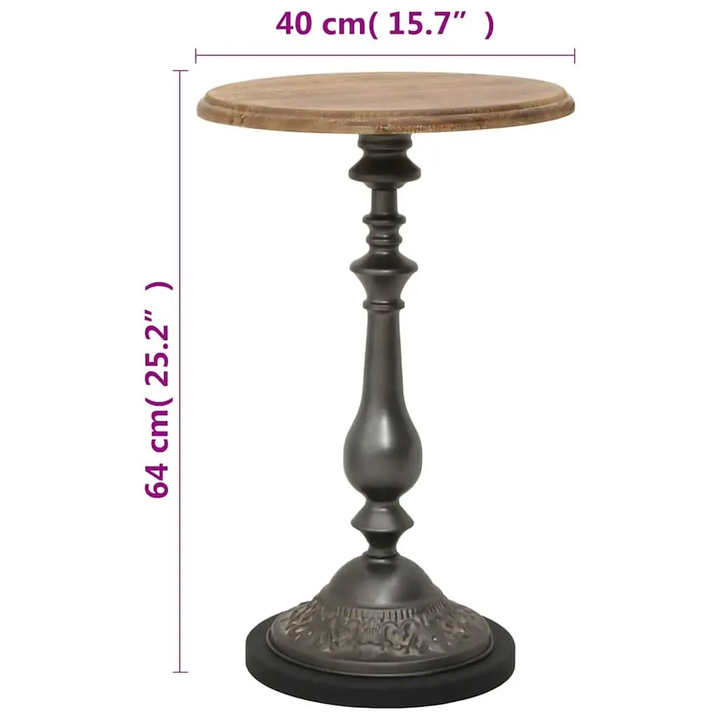 Accent End Table Made of Solid Fir Wood with Steel Base