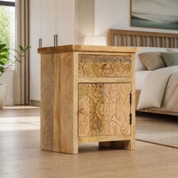 Bedside Table Solid Mango Wood Side Nightstand Storage Brown 40x30x50cm