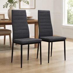 Set of 2 Grey Fabric Dining Chairs with Strong Build