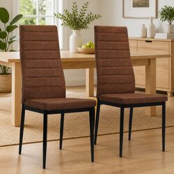 Set of 2 Brown Contemporary Dining Chairs with Ergonomic Design
