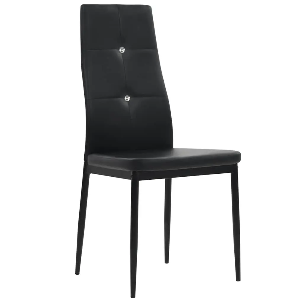Set of 4 Black Faux Leather Dining Chairs