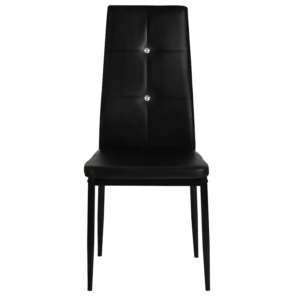 Set of 4 Black Faux Leather Dining Chairs