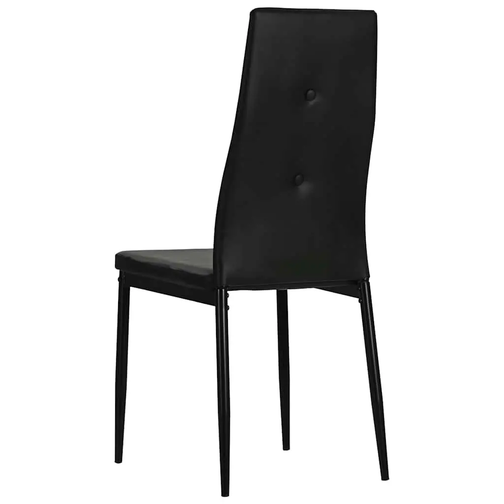 Set of 4 Black Faux Leather Dining Chairs