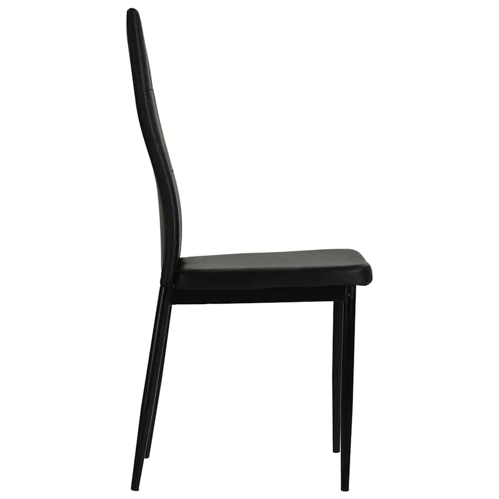 Set of 4 Black Faux Leather Dining Chairs