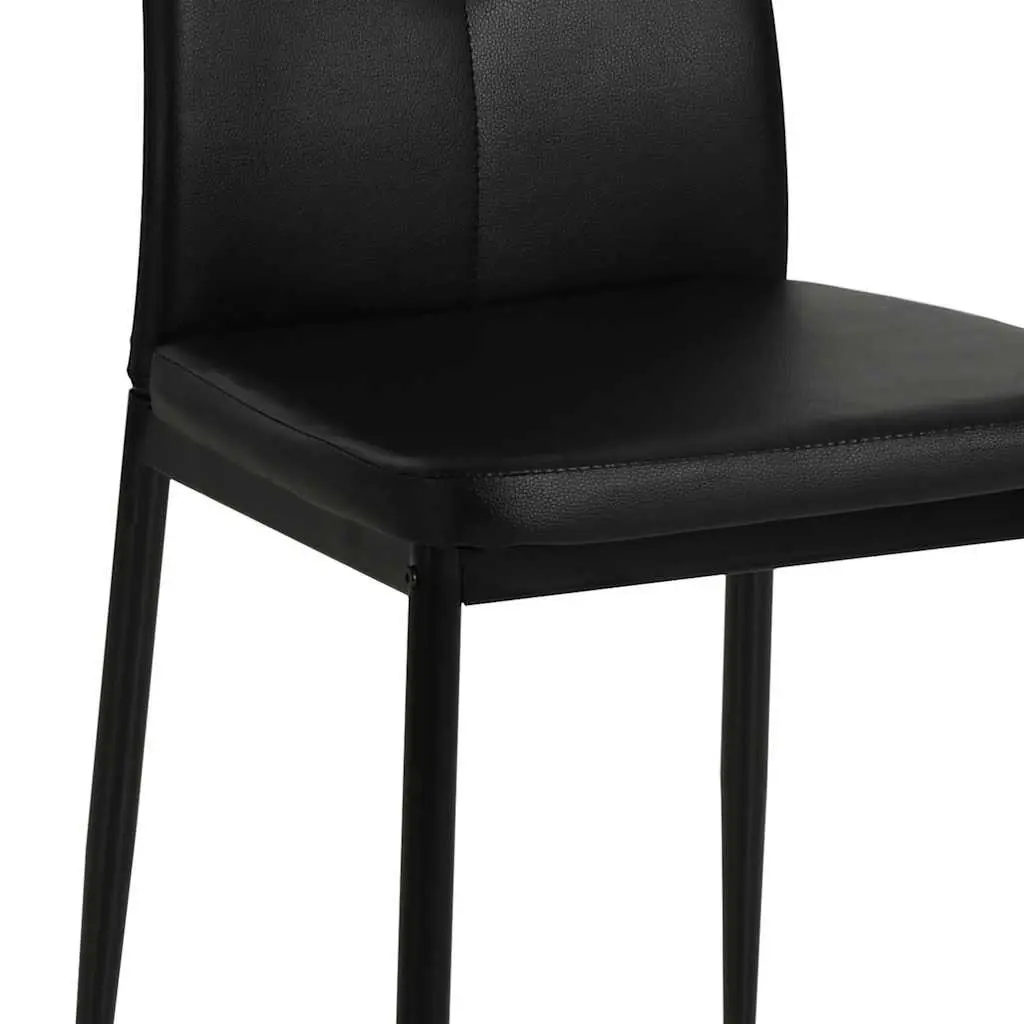 Set of 4 Black Faux Leather Dining Chairs