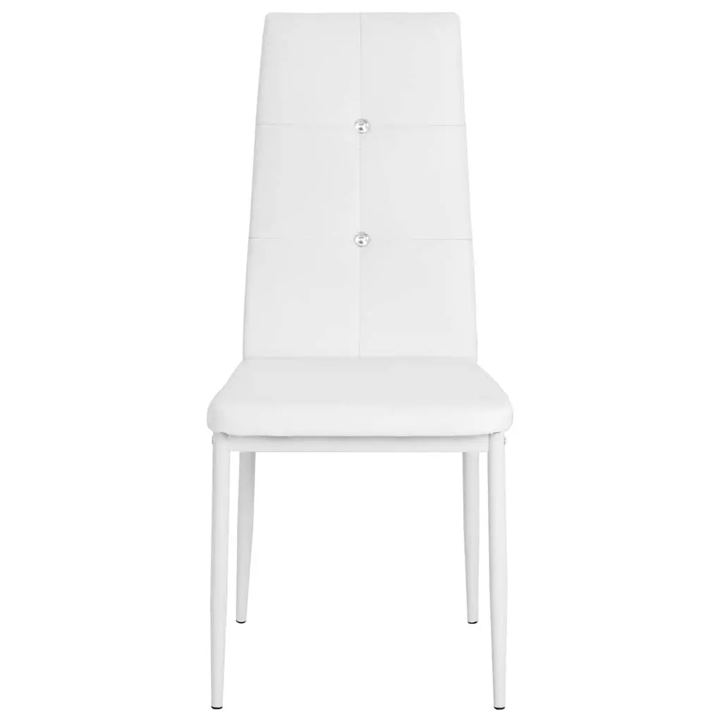 White Faux Leather Dining Chairs, 2-Piece Set