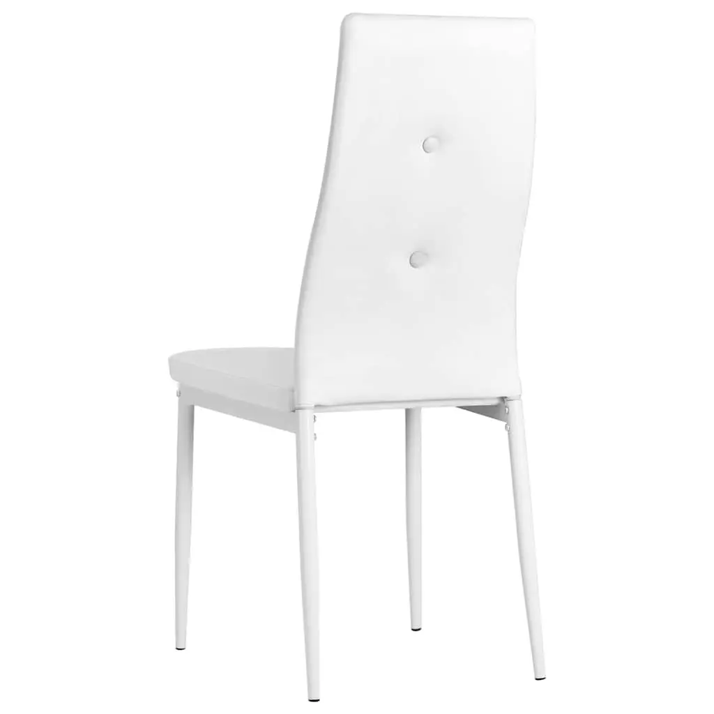 White Faux Leather Dining Chairs, 2-Piece Set
