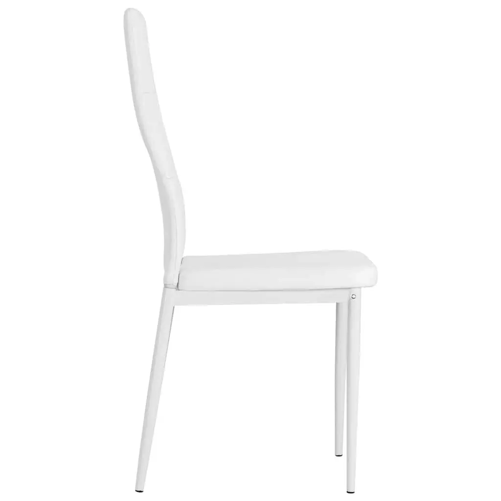 White Faux Leather Dining Chairs, 2-Piece Set
