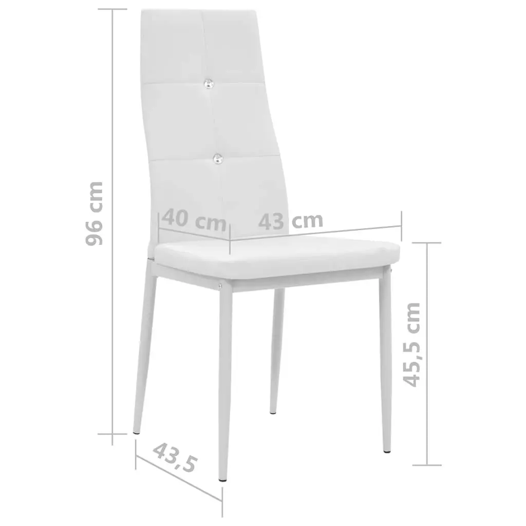 White Faux Leather Dining Chairs, 2-Piece Set