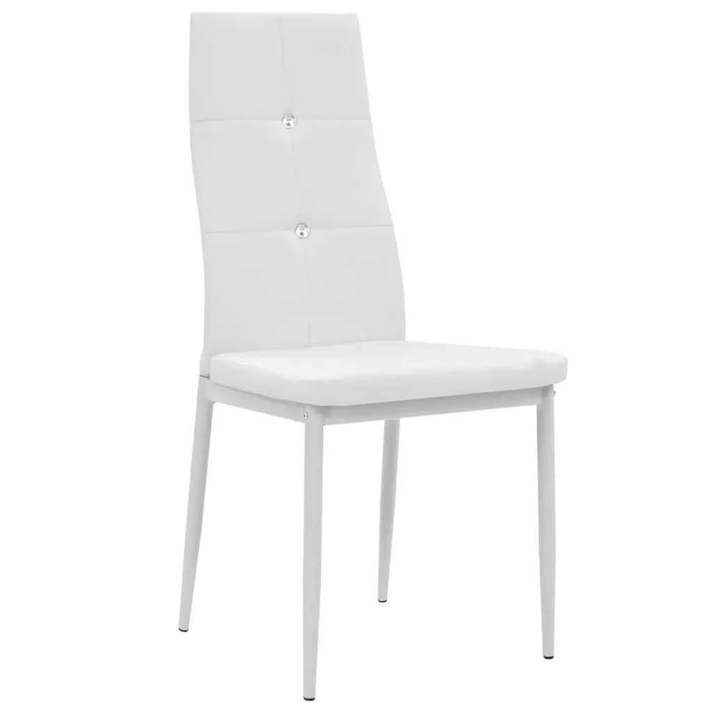 Dining Chairs Faux Leather Padded Seat White 4 Piece
