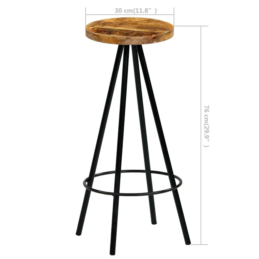 Solid Mango Wood Bar Stools Set of 2 for Dining Room