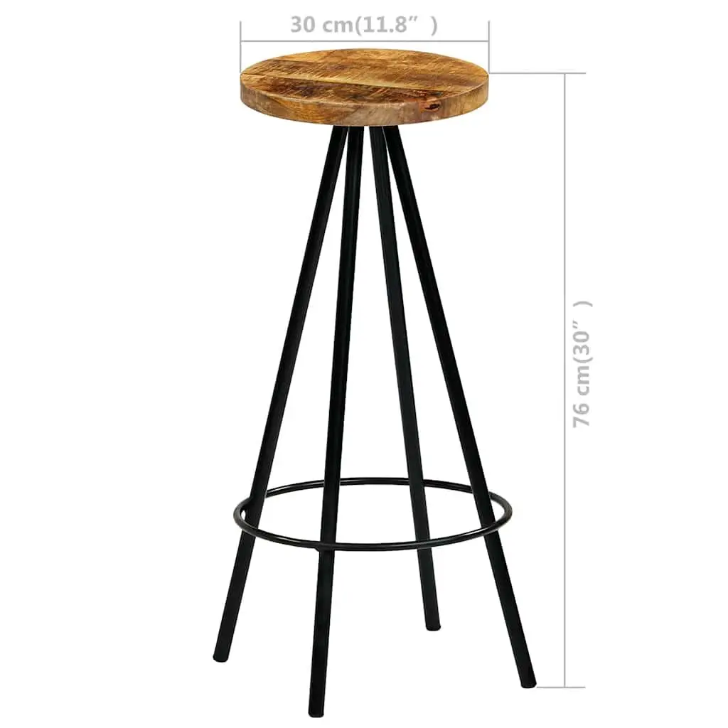 4-Piece Bar Stools Set Made of Solid Mango Wood