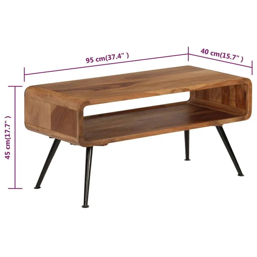 Solid Acacia Wood Coffee Table with Vintage Appeal
