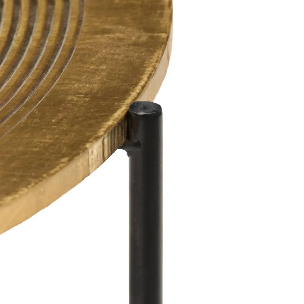 2-Piece End Table Set with Gold MDF and Steel