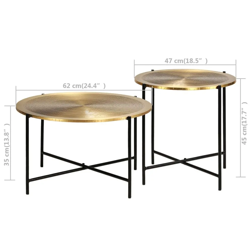 2-Piece End Table Set with Gold MDF and Steel