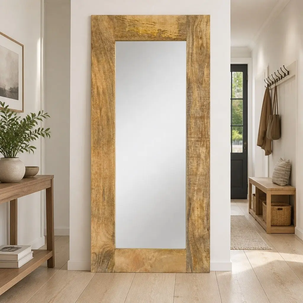 50x110 cm Solid Mango Wood Frame Mirror for Vintage Appeal