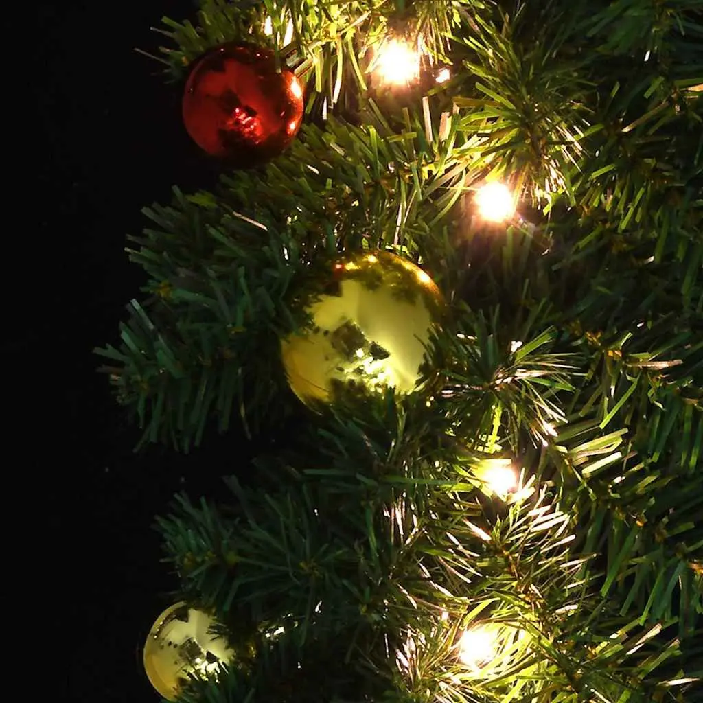5m Green Christmas Garland with Baubles and LED Lights