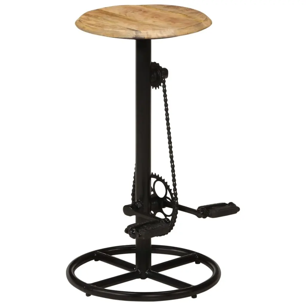 Bar Stools Solid Mango Wood Steel Industrial Style Brown 2 Piece