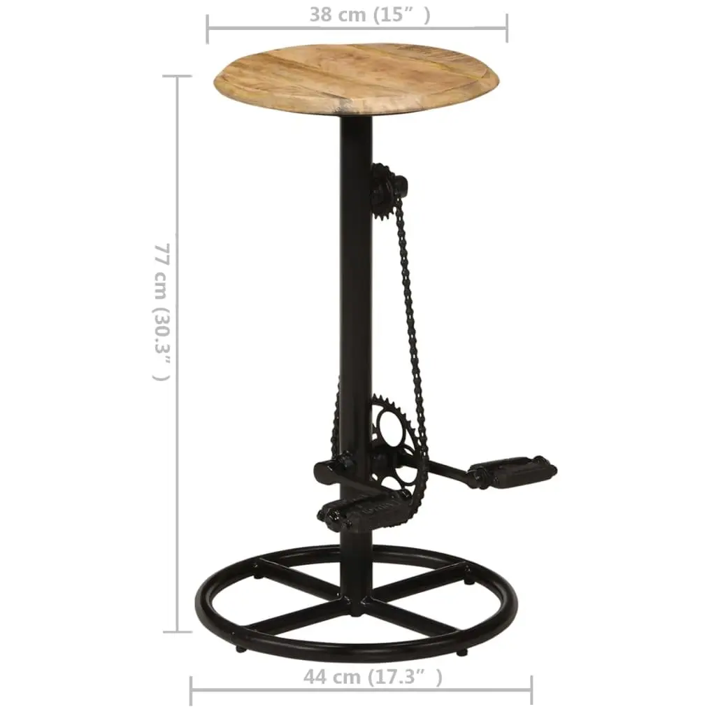 Bar Stools Solid Mango Wood Steel Industrial Style Brown 2 Piece