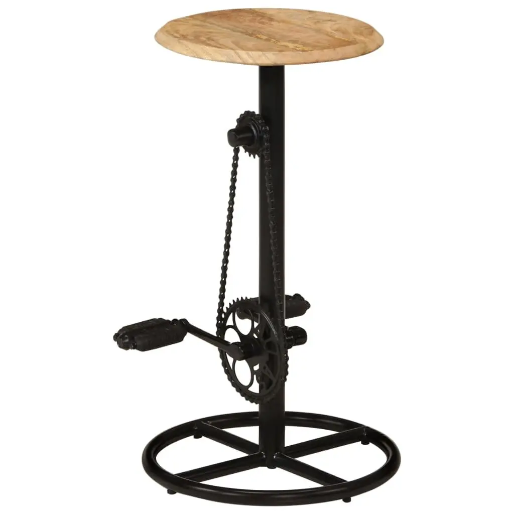 Bar Stools Solid Mango Wood Steel Industrial Style Brown 2 Piece