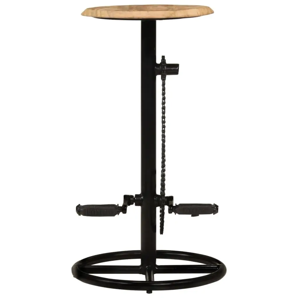 Bar Stools Solid Mango Wood Steel Industrial Style Brown 2 Piece