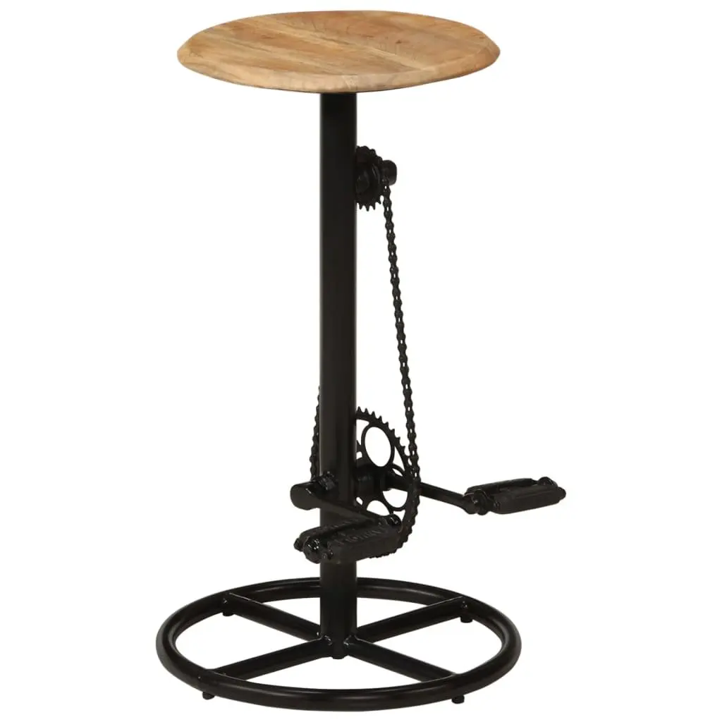 Bar Stools Solid Mango Wood Steel Industrial Style Brown 2 Piece
