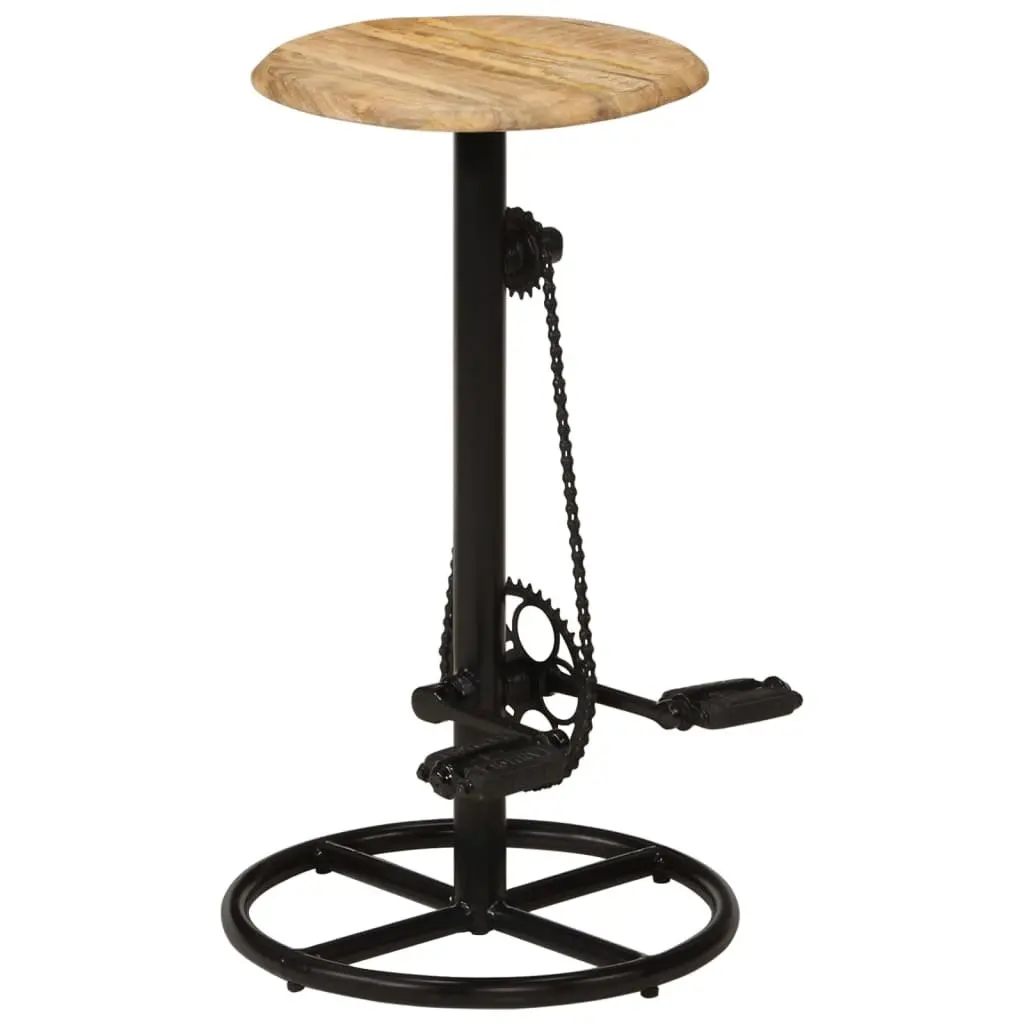Bar Stools Solid Mango Wood Steel Industrial Style Brown 2 Piece