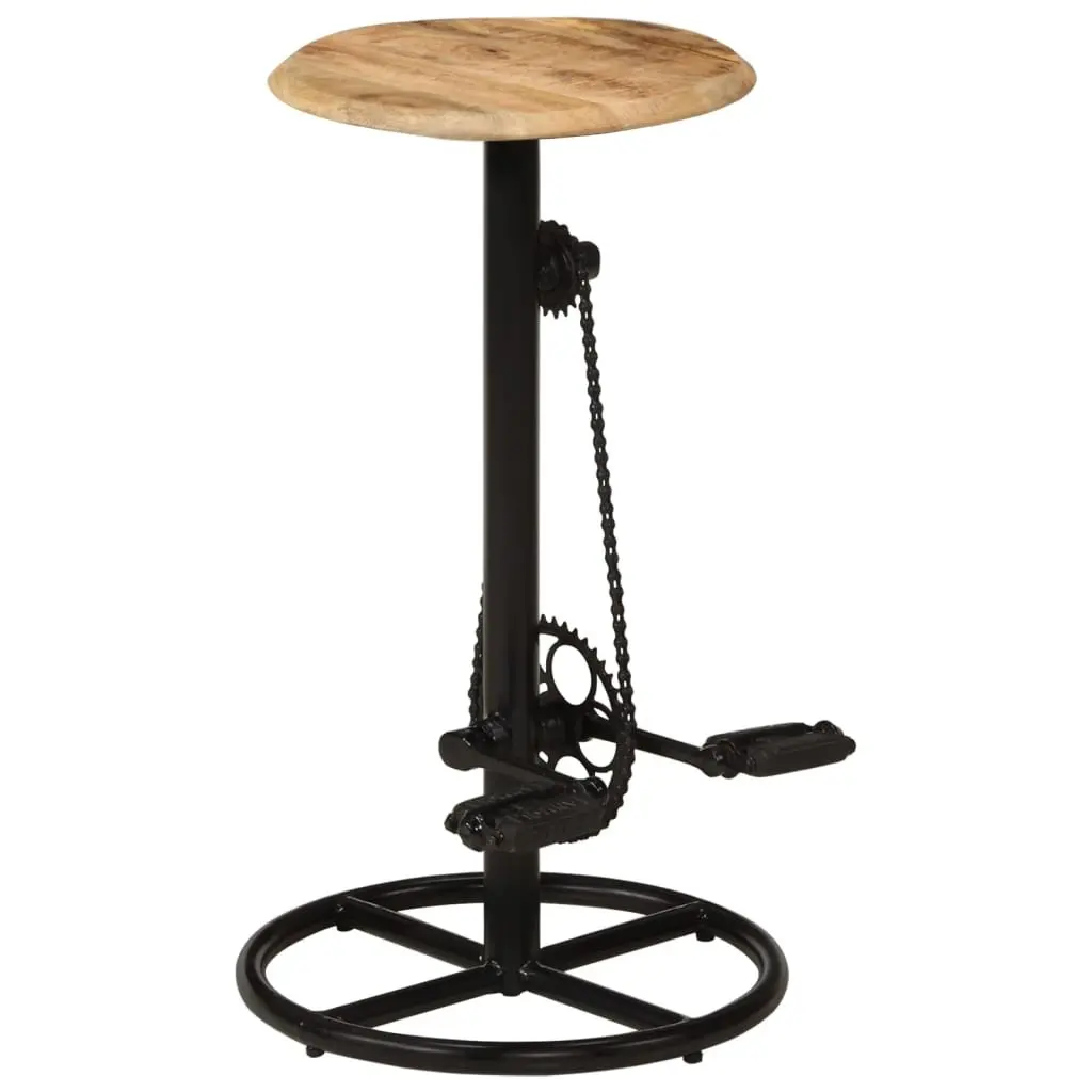 Bar Stools Solid Mango Wood Steel Industrial Style Brown 2 Piece