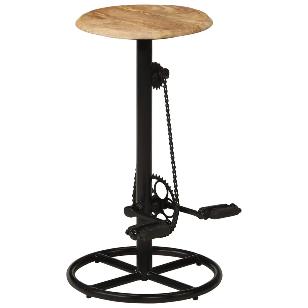 Bar Stools Solid Mango Wood Steel Industrial Style Brown 2 Piece