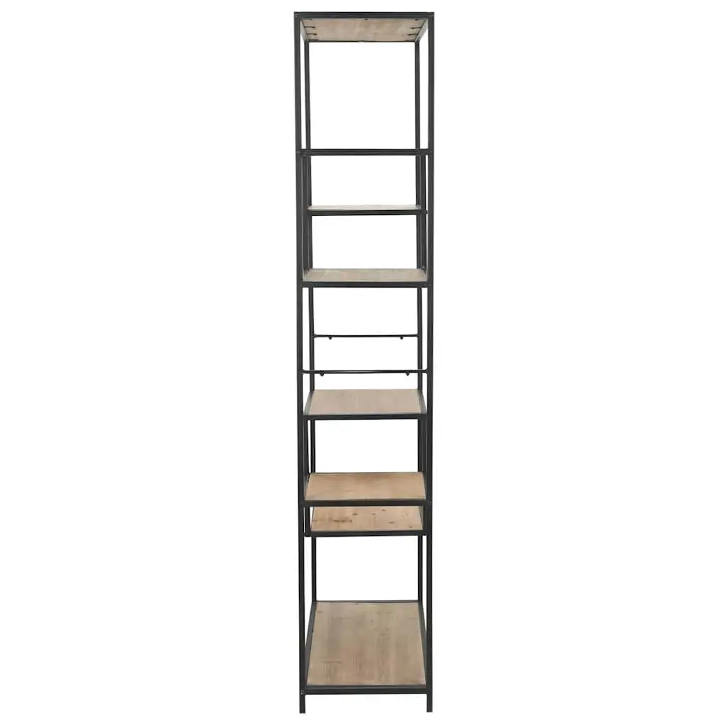 Bookcase Solid Firwood Steel Frame 90.5cm x 35cm x 180cm Black