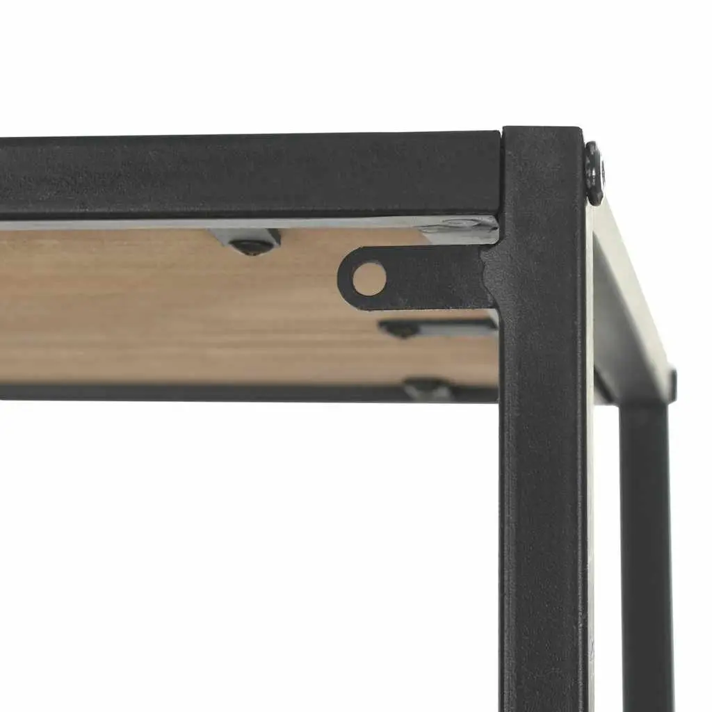 Bookcase Solid Firwood Steel Frame 90.5cm x 35cm x 180cm Black