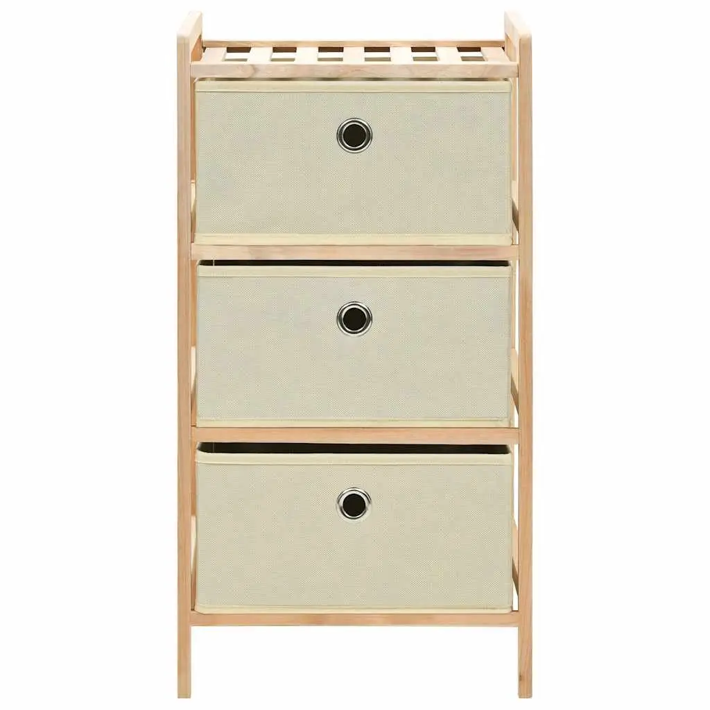 Wooden Storage Rack with 3 Fabric Baskets