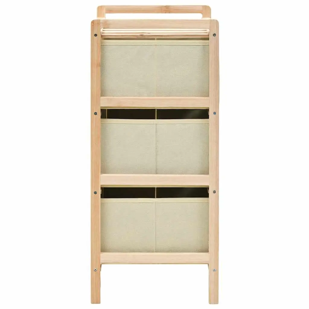 Wooden Storage Rack with 3 Fabric Baskets