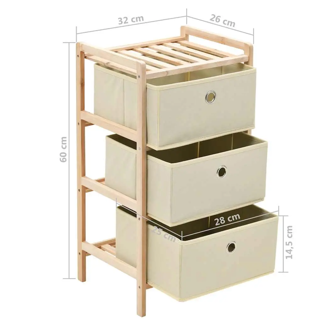 Wooden Storage Rack with 3 Fabric Baskets