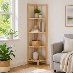 Wooden Corner Shelf for Storage and Display