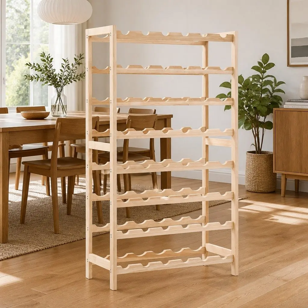 Cedar Wood Wine Rack with 8 Tiers for 48 Bottles