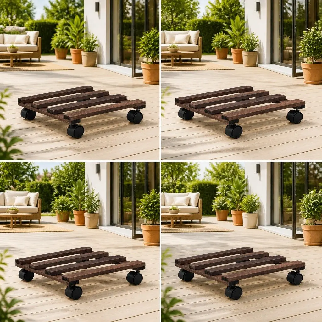 Plant Rollers Cedar Wood 25 x 25 cm Brown 4 Pack