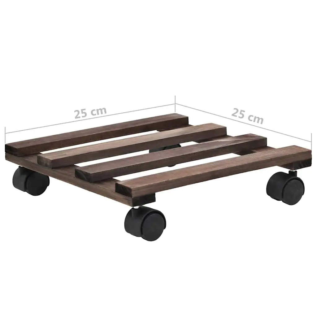 Plant Rollers Cedar Wood 25 x 25 cm Brown 4 Pack