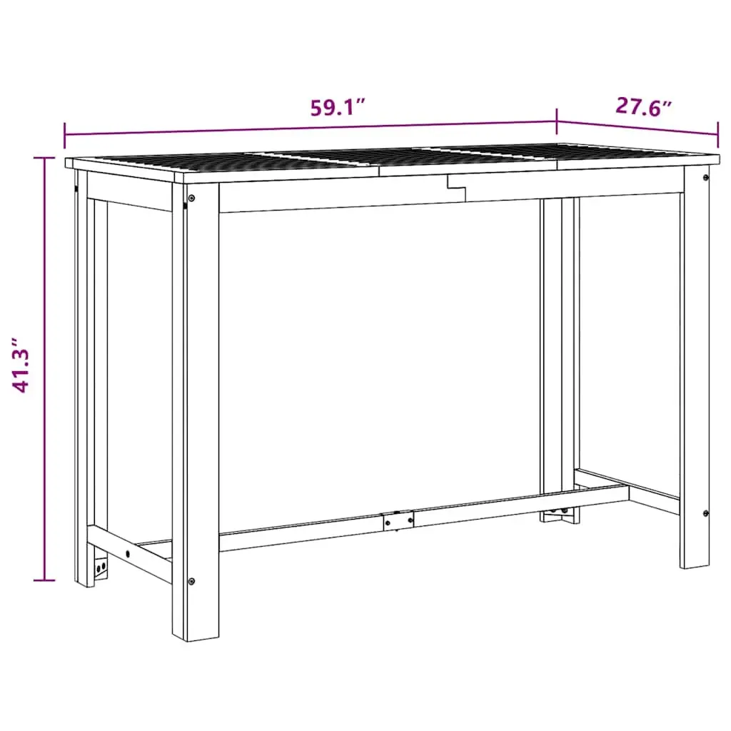 Solid Wood High Top Bar Table for Kitchen or Dining Room