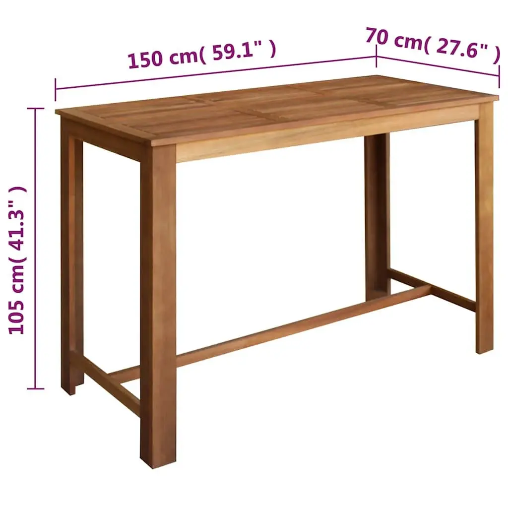 7-Piece Rustic Solid Acacia Bar Table and Stools