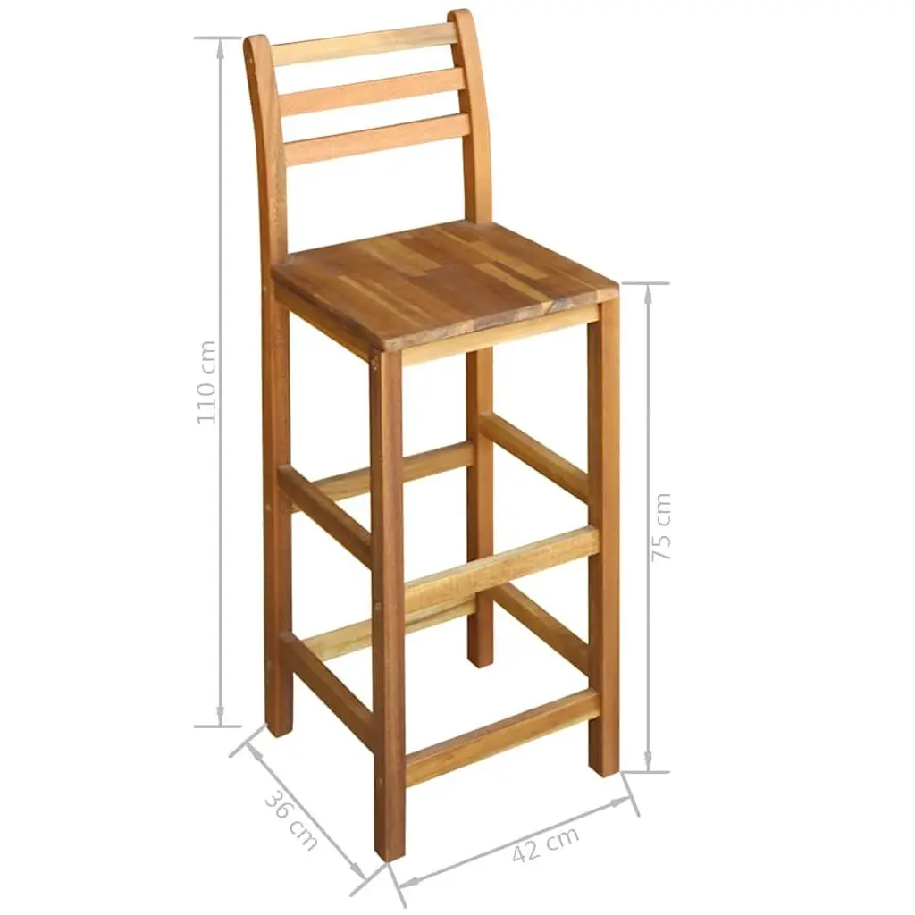 Bar Table and Chair Set Wooden 7 Pieces Brown