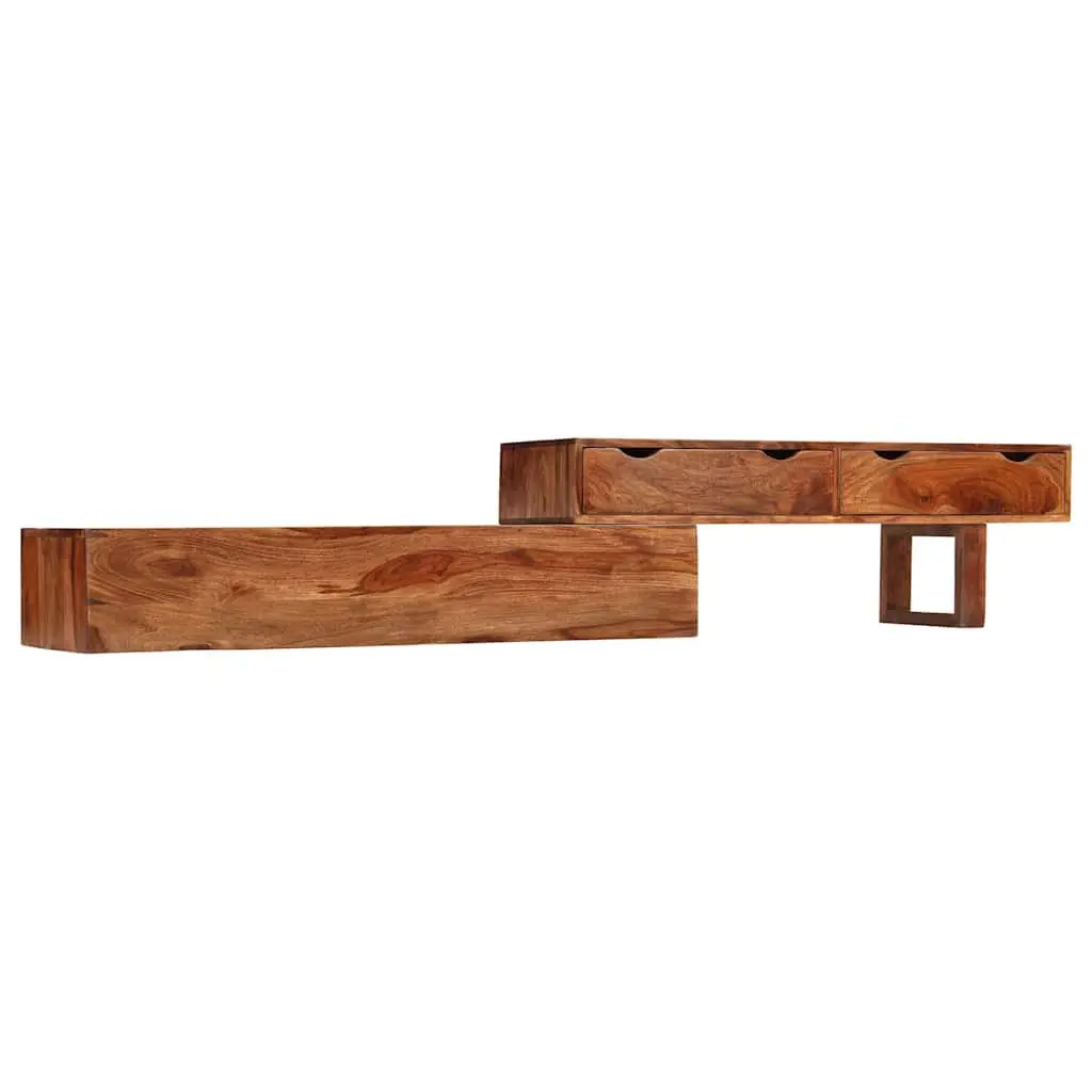TV Cabinet Solid Wood Acacia Brown 2 Drawers 200 x 30 x 35 cm