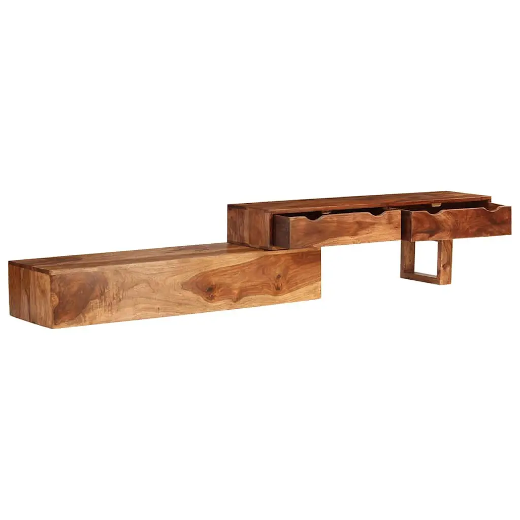 TV Cabinet Solid Wood Acacia Brown 2 Drawers 200 x 30 x 35 cm