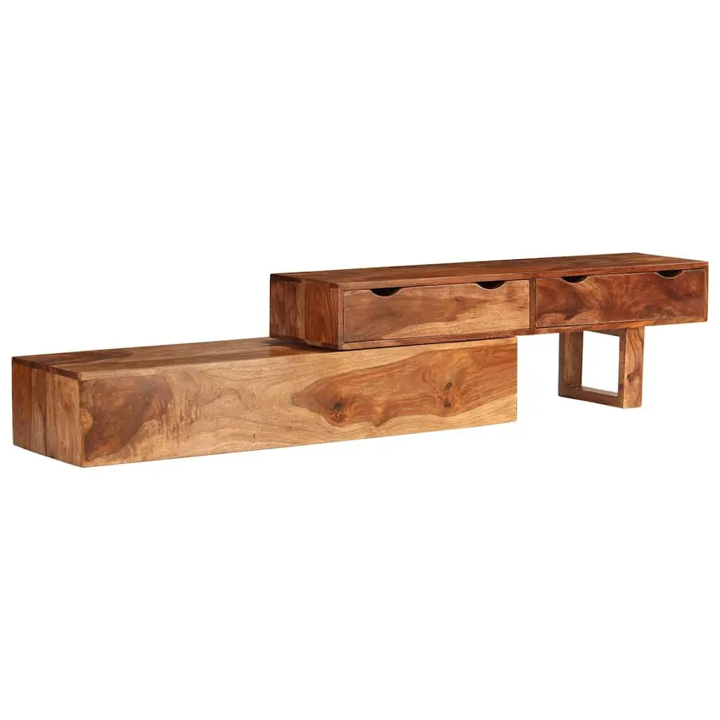 TV Cabinet Solid Wood Acacia Brown 2 Drawers 200 x 30 x 35 cm