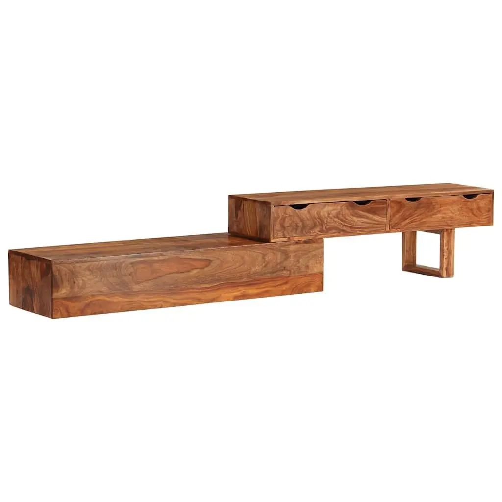 TV Cabinet Solid Wood Acacia Brown 2 Drawers 200 x 30 x 35 cm