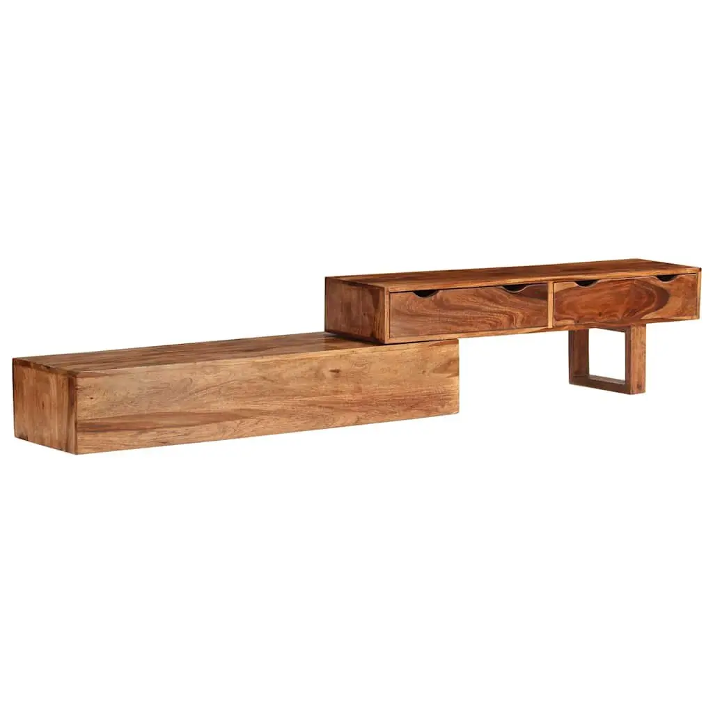 TV Cabinet Solid Wood Acacia Brown 2 Drawers 200 x 30 x 35 cm
