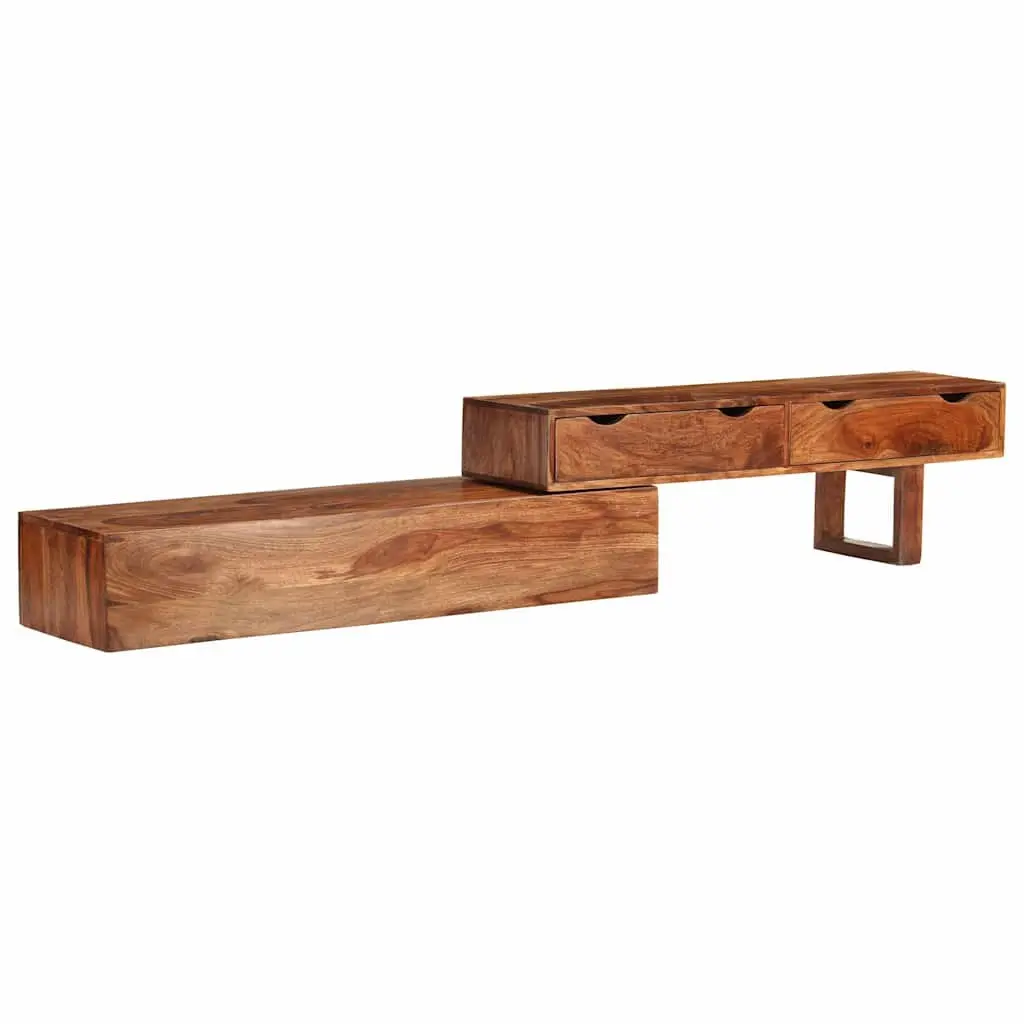 TV Cabinet Solid Wood Acacia Brown 2 Drawers 200 x 30 x 35 cm