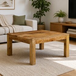 Brown Solid Mango Wood Coffee Table 80x80x40 cm
