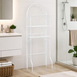 Sturdy White Bathroom Storage Rack for Towels and Supplies
